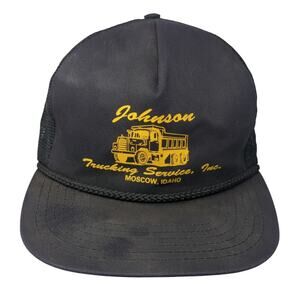 Johnson Trucking Services Inc Moscow Idaho Trucker Hat Black One Size Mesh Back
